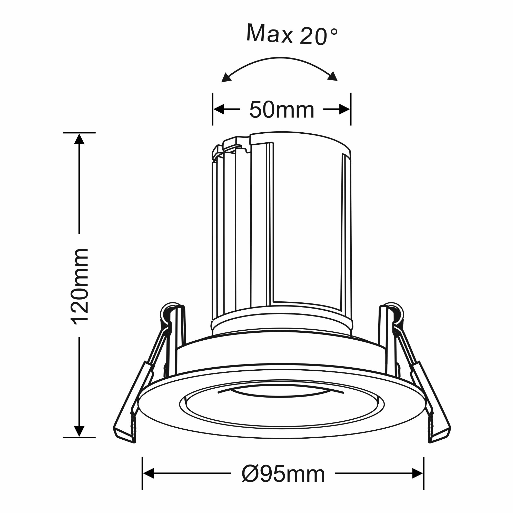 Bruve 12 Tridonic powered 12W 3000K 1200lm 12° LED Engine,350mA , CRI>90 LED Engine Matt White  Fixed Recessed Adjustable round Downlight, IP20 DM201597  Dlux Bruve A 12